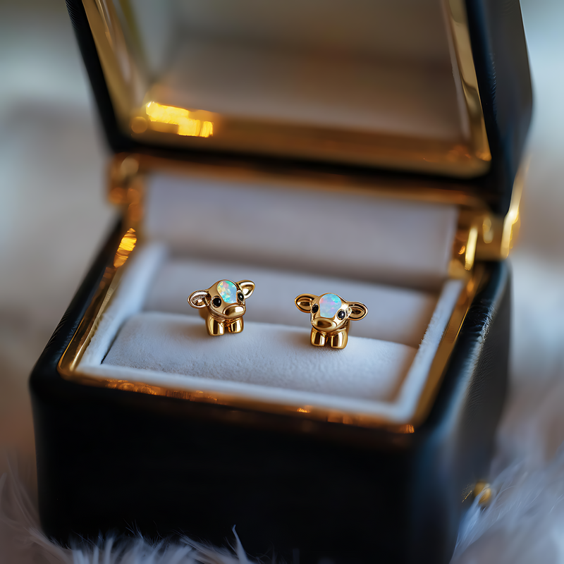Boucles d'oreilles Vache en Opale