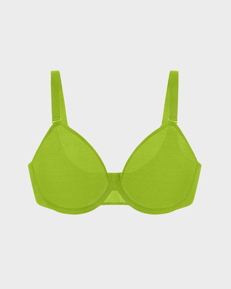 Soutien-gorge minimiseur en tulle sans coutures, non doublé à armatures