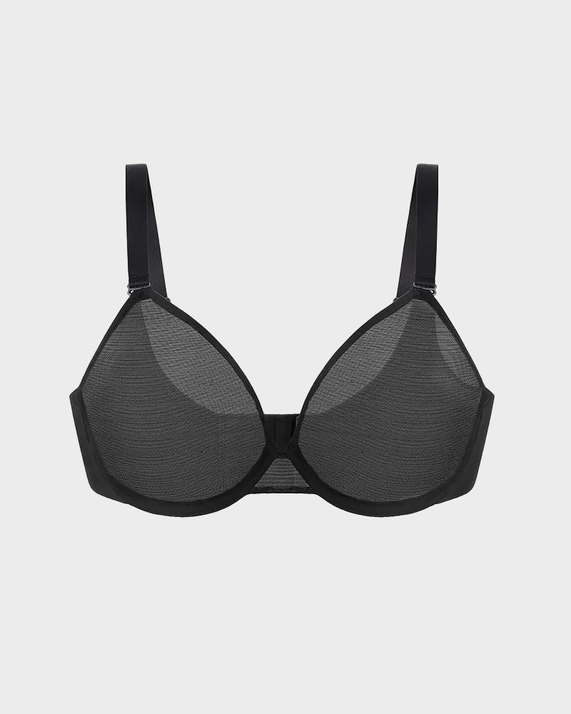 Soutien-gorge minimiseur en tulle sans coutures, non doublé à armatures