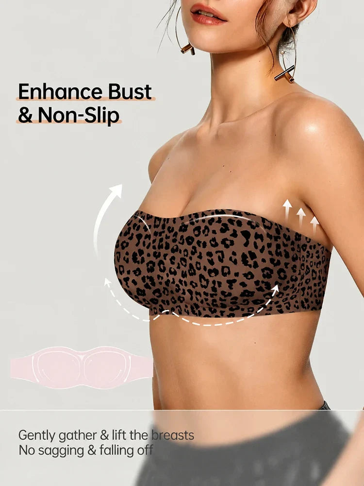 Soutien-gorge push-up bandeau sans coutures ni armatures effet jelly