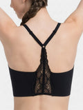Soutien-gorge push-up sans armatures col V plongeant dos dentelle