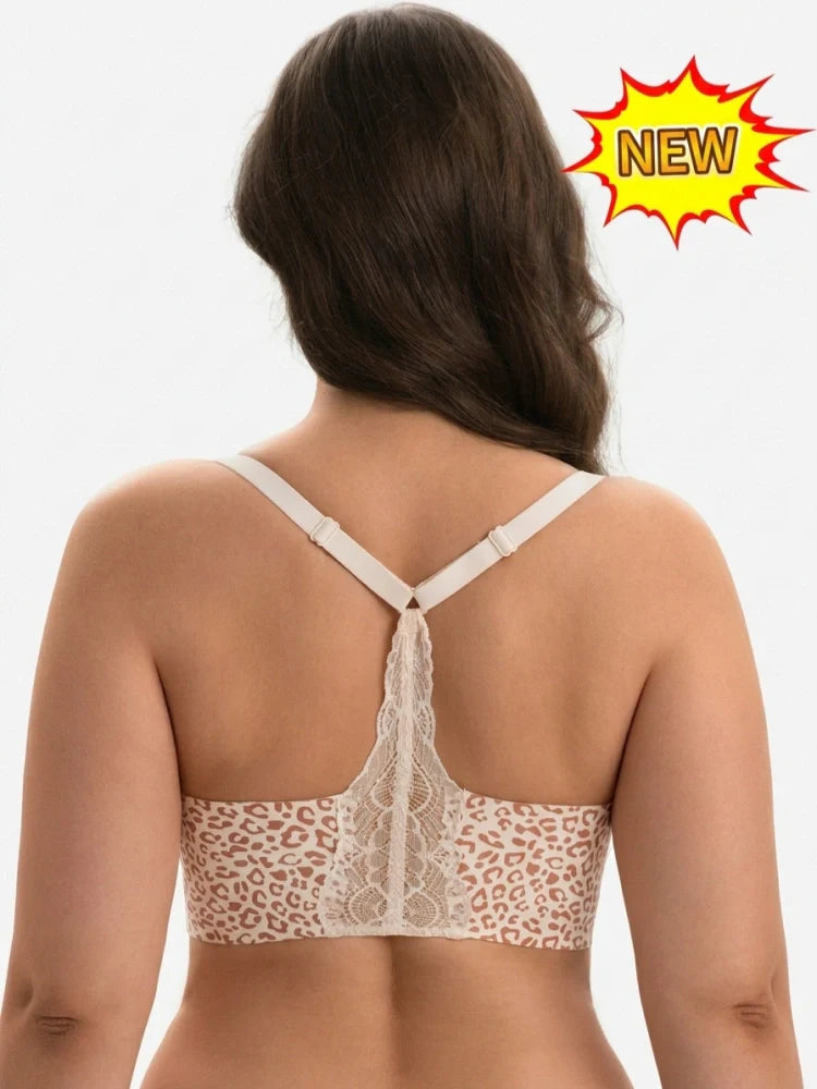 Soutien-gorge push-up sans armatures col V plongeant dos dentelle