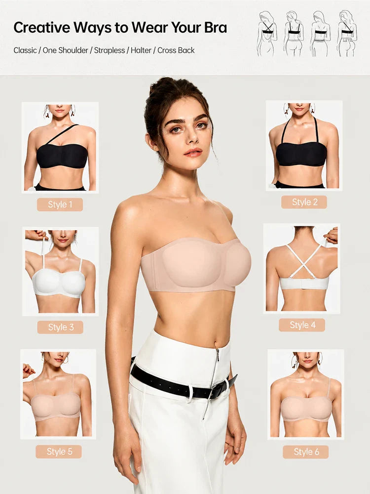 Soutien-gorge push-up bandeau sans coutures ni armatures effet jelly