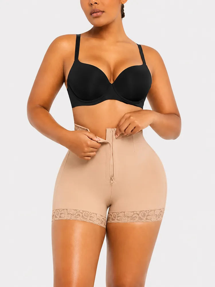Short gainant taille haute effet ventre plat