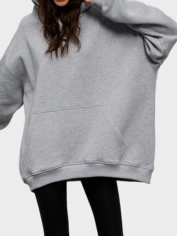 Sweat à capuche oversize en coton, molleton épais et chaud