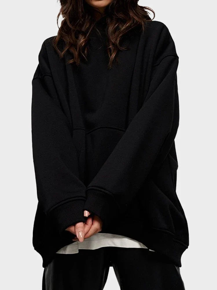 Sweat à capuche oversize en coton, molleton épais et chaud