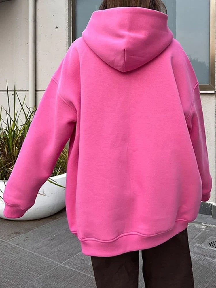 Sweat à capuche oversize en coton, molleton épais et chaud