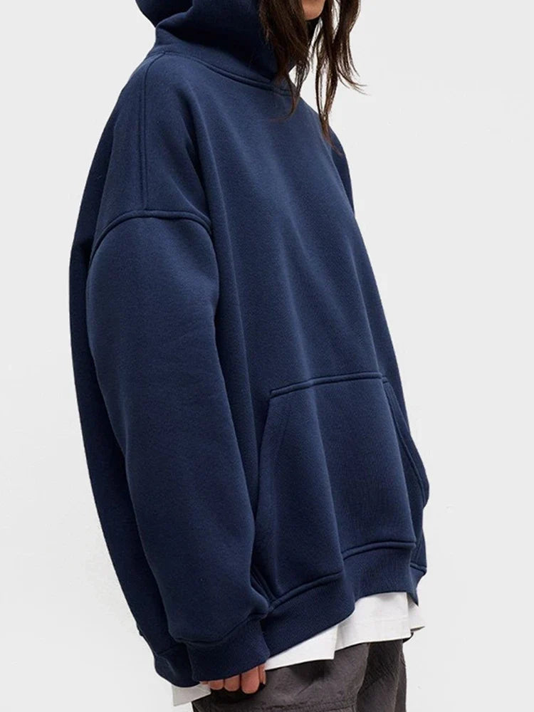 Sweat à capuche oversize en coton, molleton épais et chaud