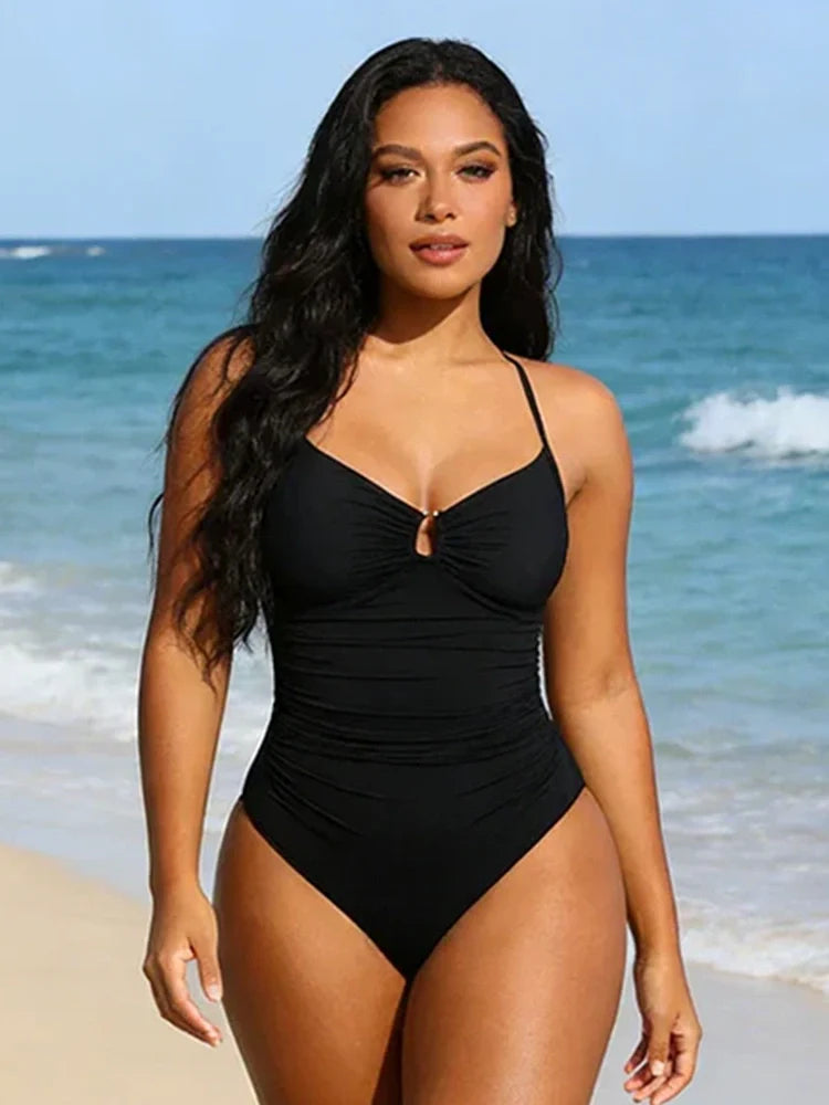 Maillot de bain gainant échancré à anneau en U