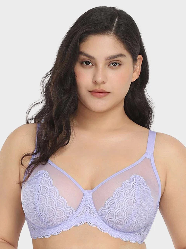 Soutien-gorge à armatures en dentelle festonnée pour poitrine généreuse