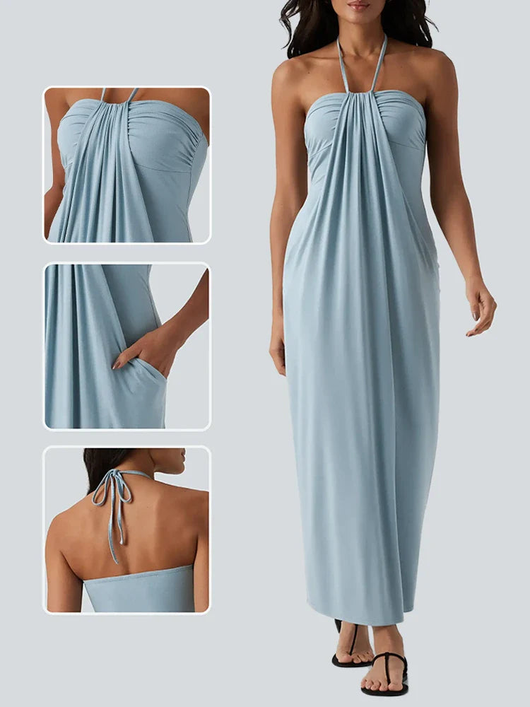 Robe longue d’été à dos noué
