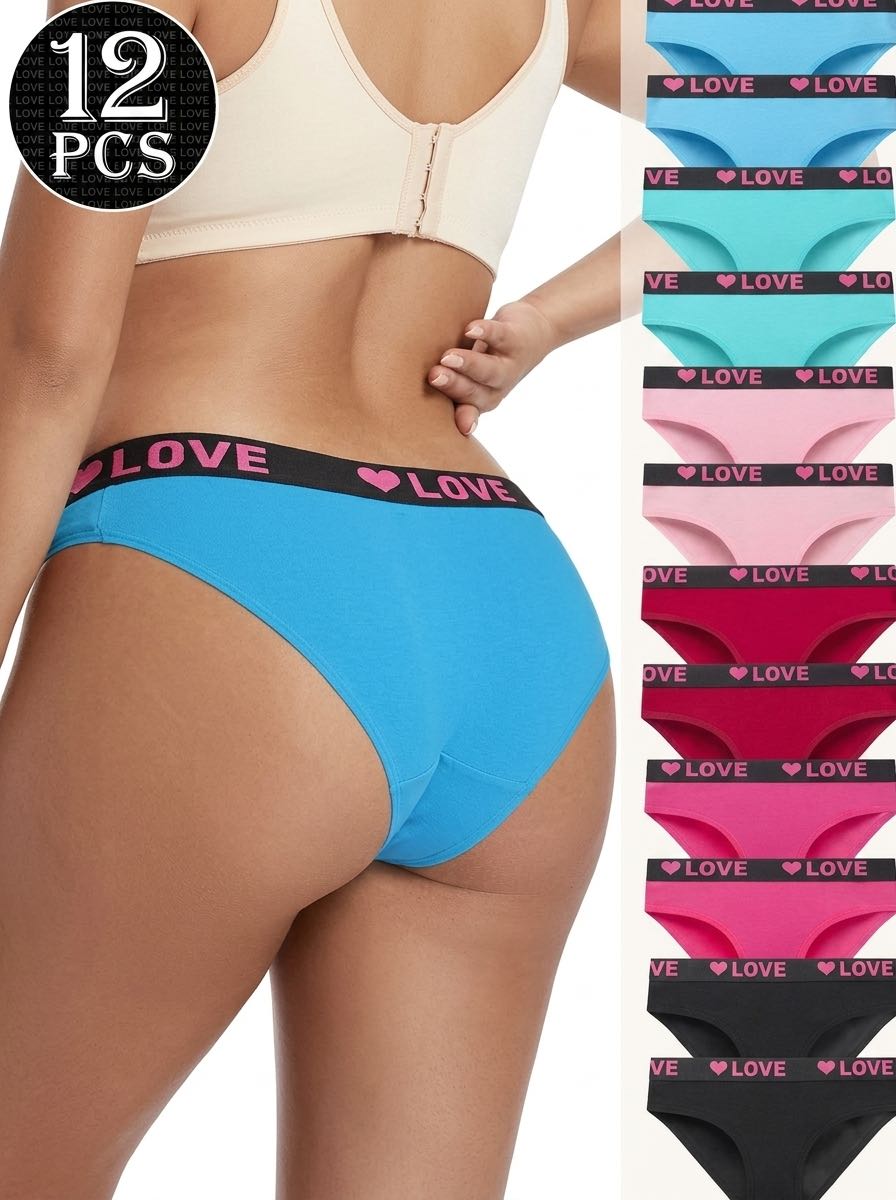 Lot de 12 culottes taille haute – Sous-vêtements doux et respirants