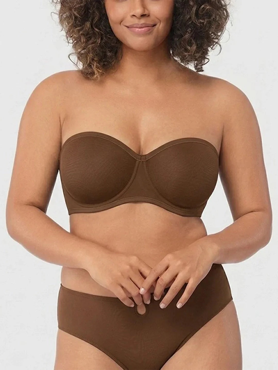Soutien-gorge balconnet bandeau à armatures en tulle transparent