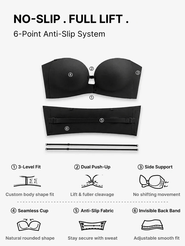 Soutien-gorge push-up bandeau à fermeture devant