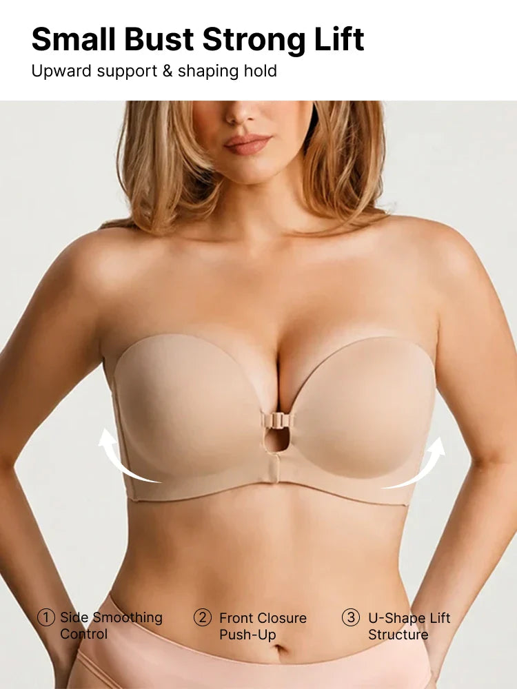1 acheté = 1 offert – Soutien-gorge bandeau push-up sans armatures à fermeture avant