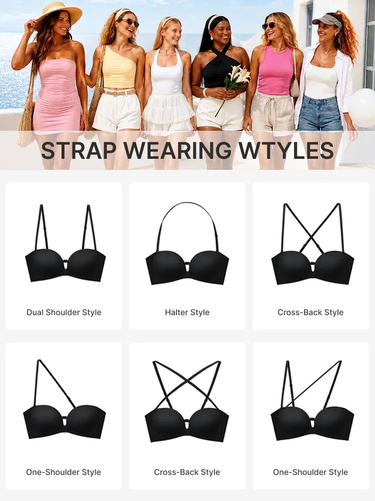 Soutien-gorge push-up bandeau à fermeture devant