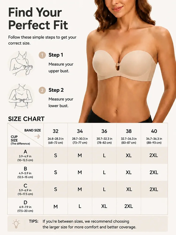 Soutien-gorge push-up bandeau à fermeture devant