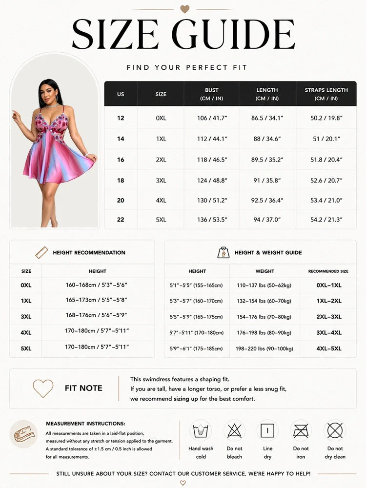 Nuisette babydoll grande taille brodée fleurs