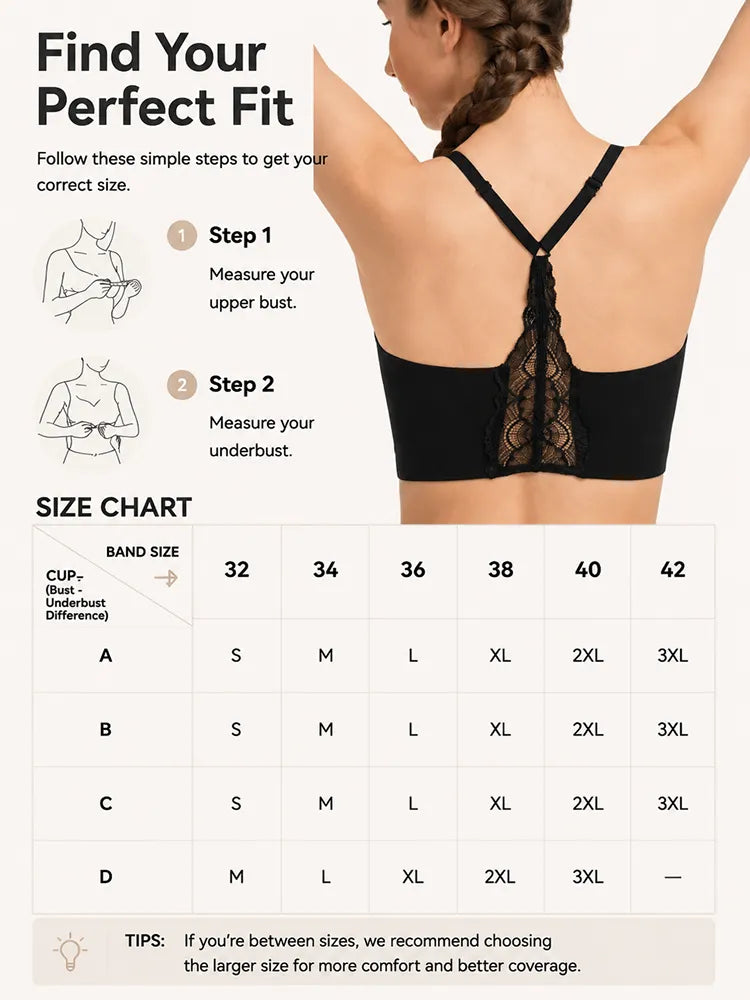 Soutien-gorge push-up sans armatures col V plongeant dos dentelle