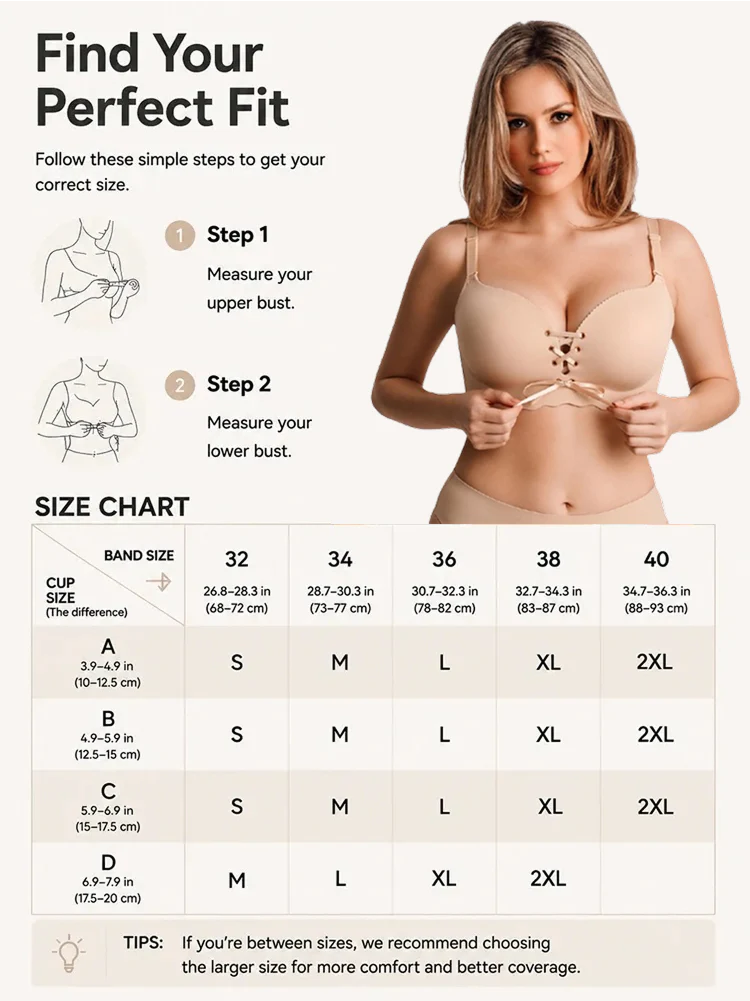 Soutien-gorge push-up sans armatures à laçage ajustable