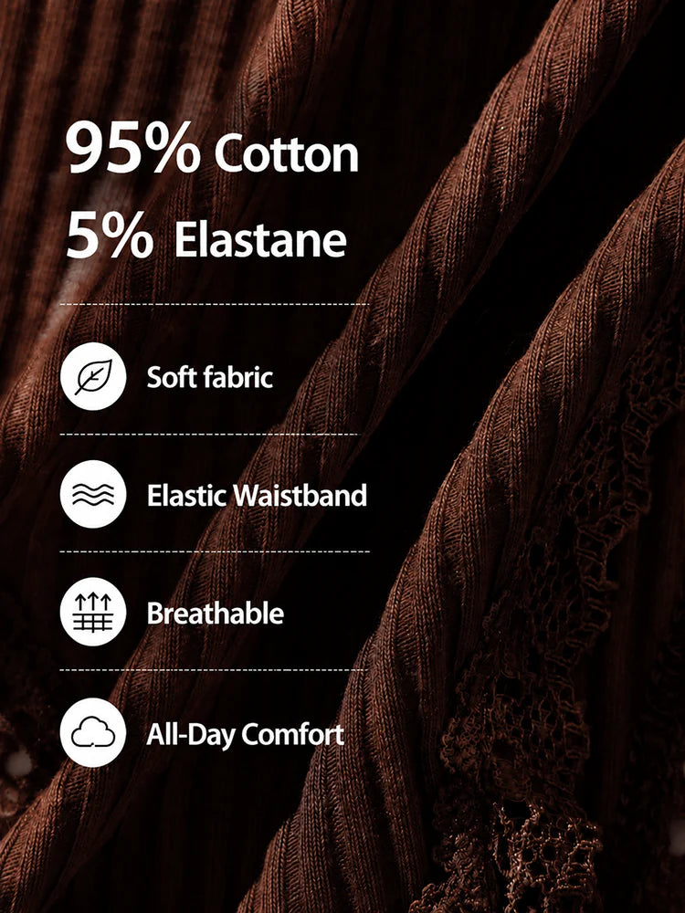 Lot de 6 strings côtelés à finition dentelle – doux, extensibles et sexy