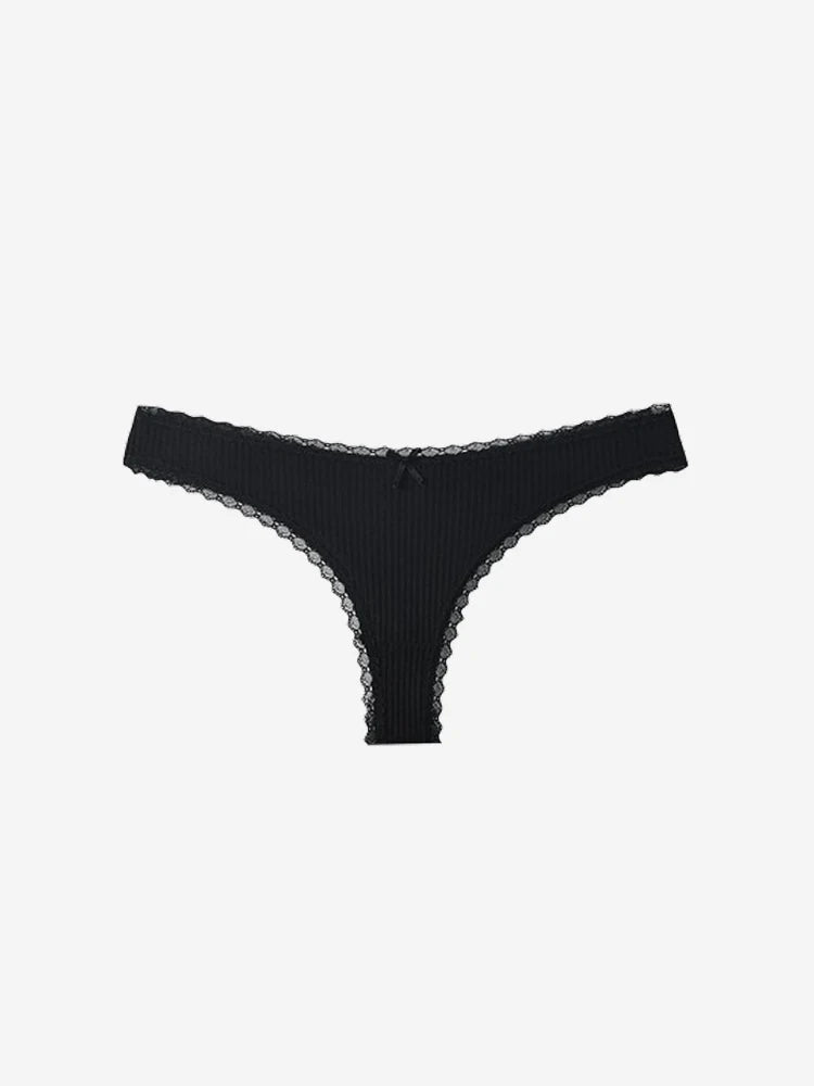 Lot de 6 strings côtelés à finition dentelle – doux, extensibles et sexy