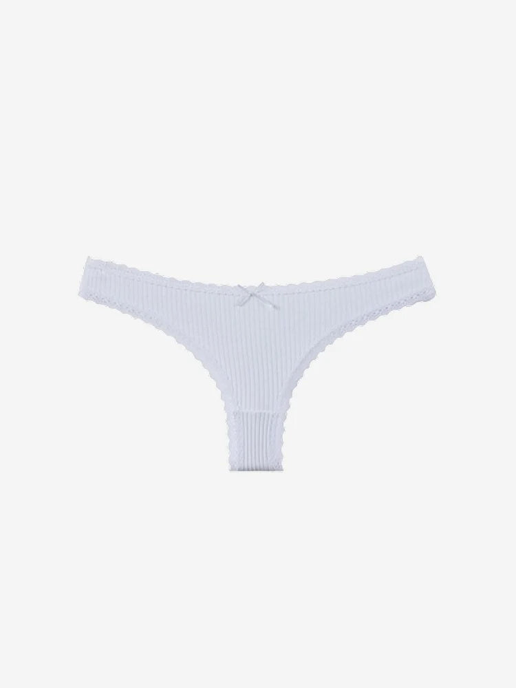 Lot de 6 strings côtelés à finition dentelle – doux, extensibles et sexy