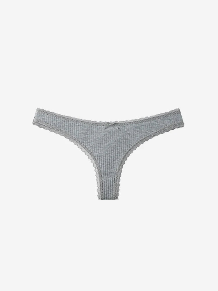 Lot de 6 strings côtelés à finition dentelle – doux, extensibles et sexy