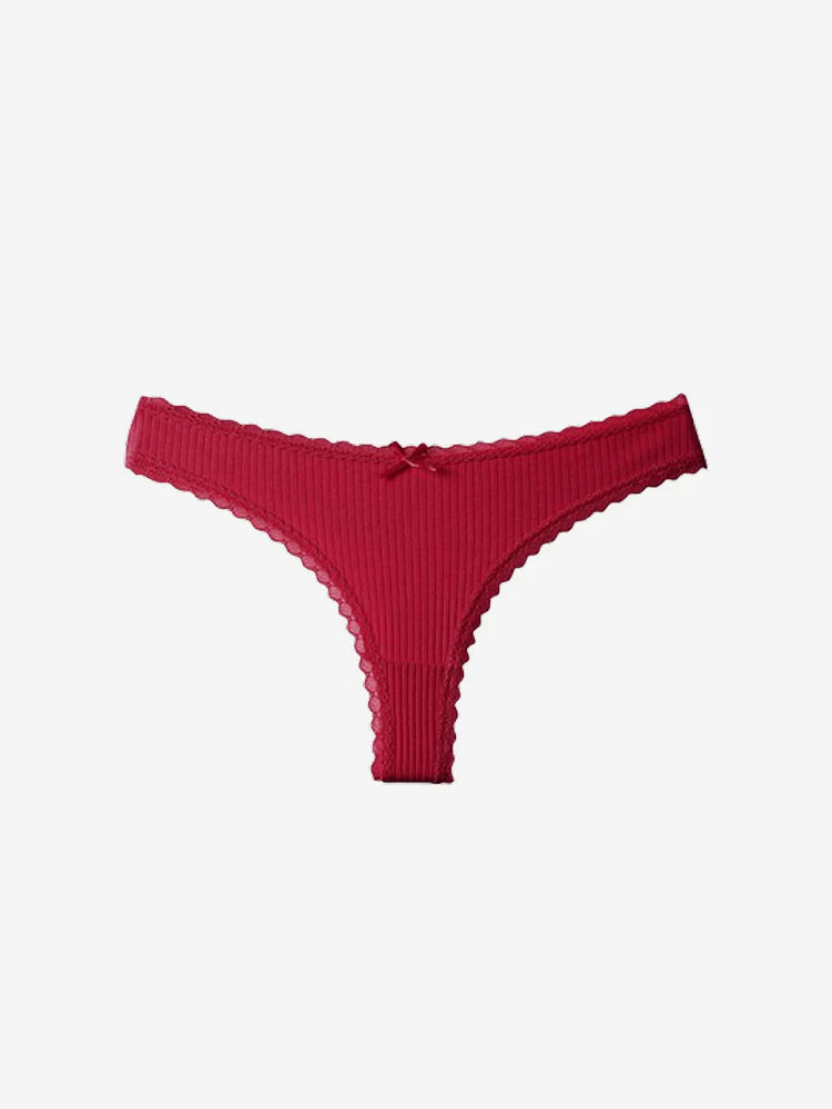 Lot de 6 strings côtelés à finition dentelle – doux, extensibles et sexy