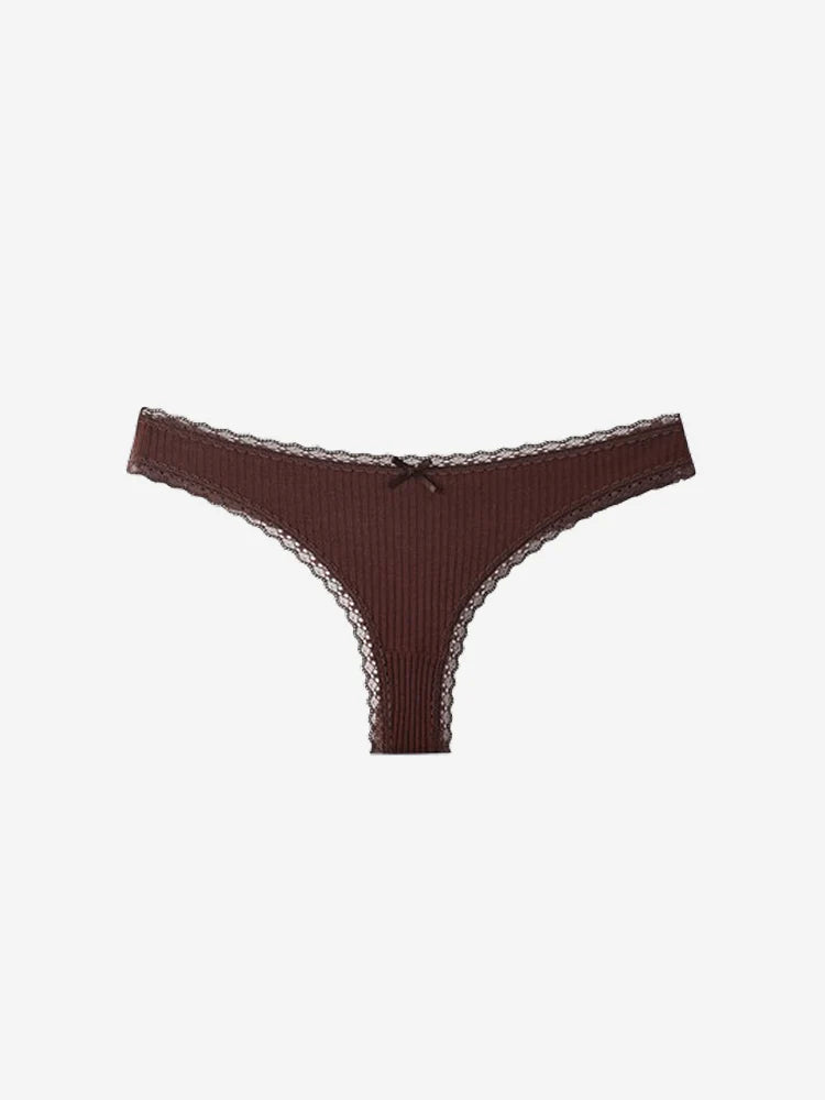 Lot de 6 strings côtelés à finition dentelle – doux, extensibles et sexy