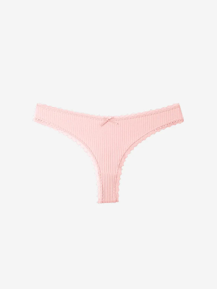 Lot de 6 strings côtelés à finition dentelle – doux, extensibles et sexy