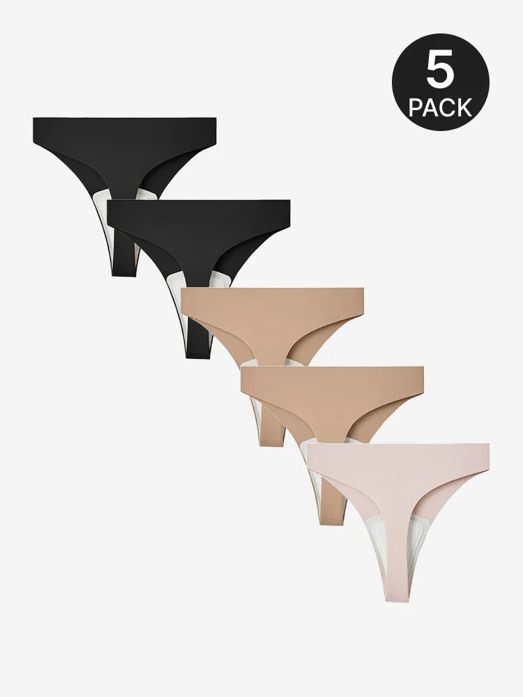 Lot de 5 strings sans coutures anti-camel toe