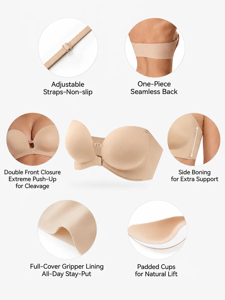 Soutien-gorge push-up bandeau à fermeture devant