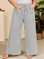 Pantalon rayé large taille haute - Maison Flavigny