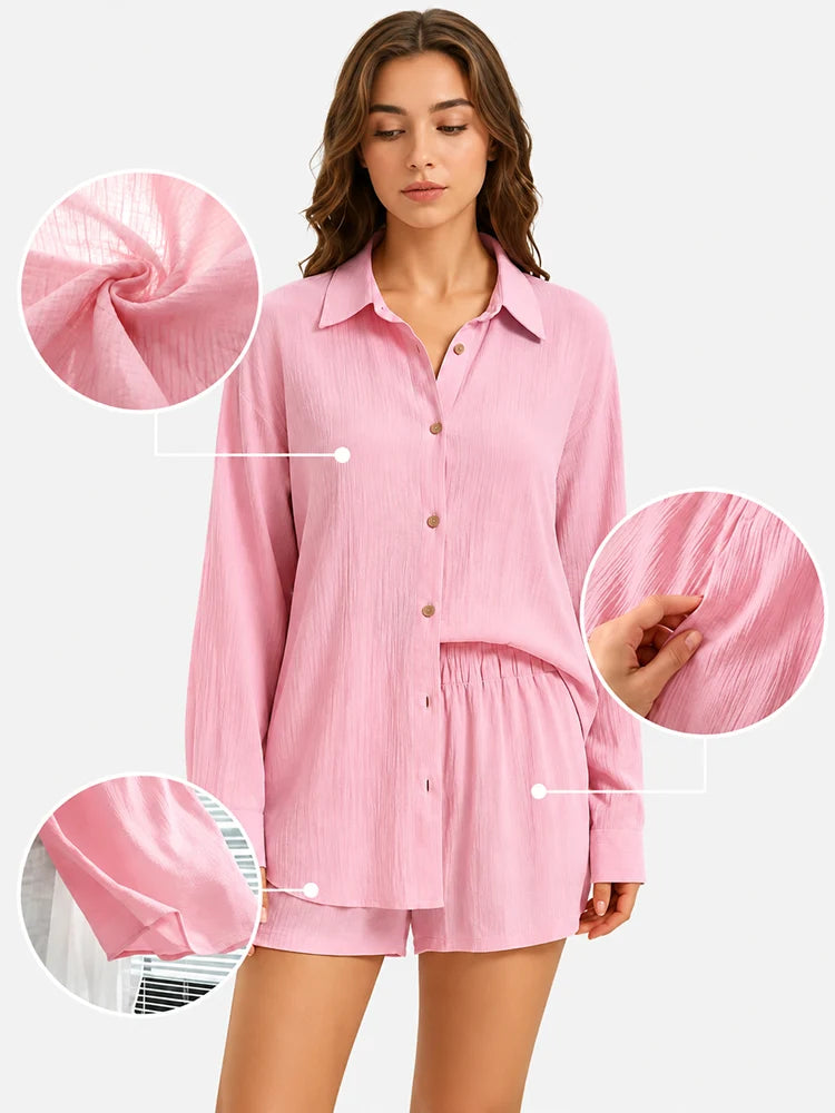 Short boutonné en polyester - Maison Flavigny