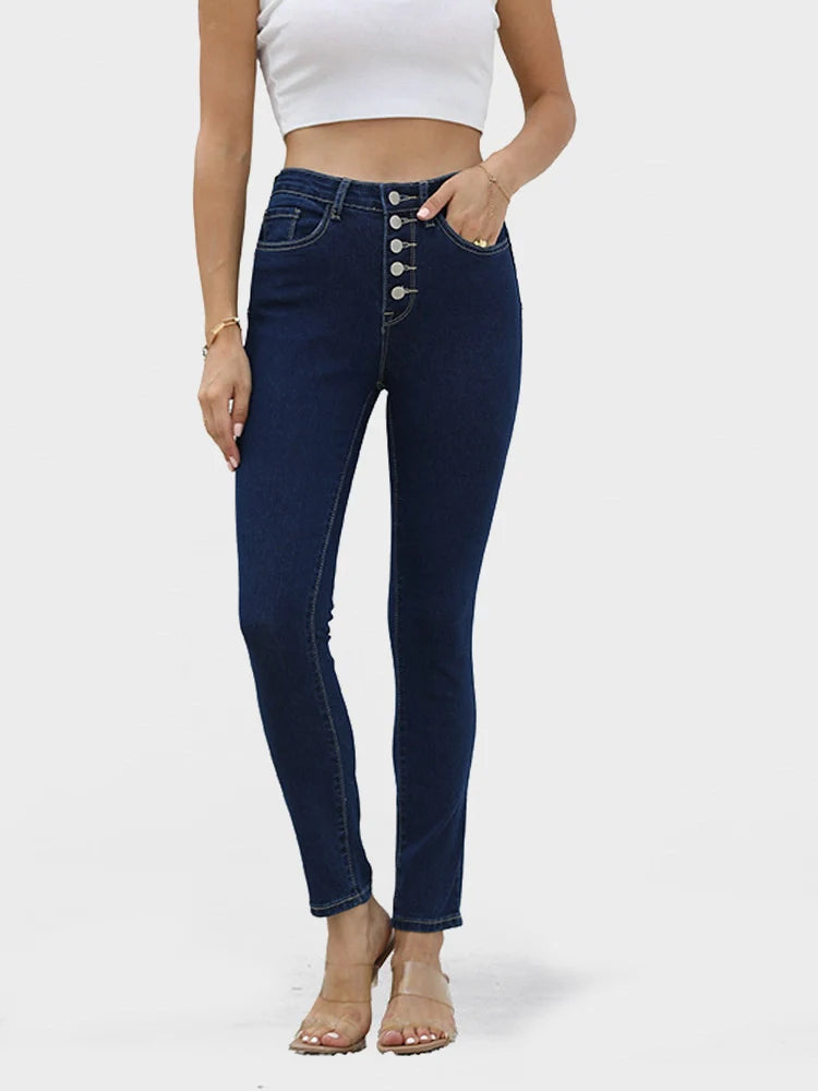 Jean skinny taille haute stretch effet push-up