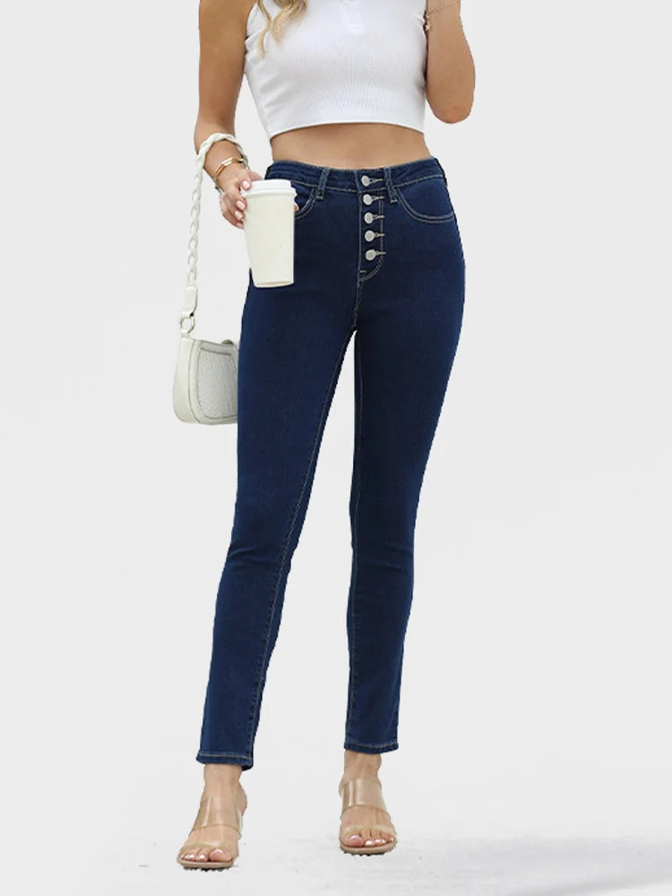 Jean skinny taille haute stretch effet push-up