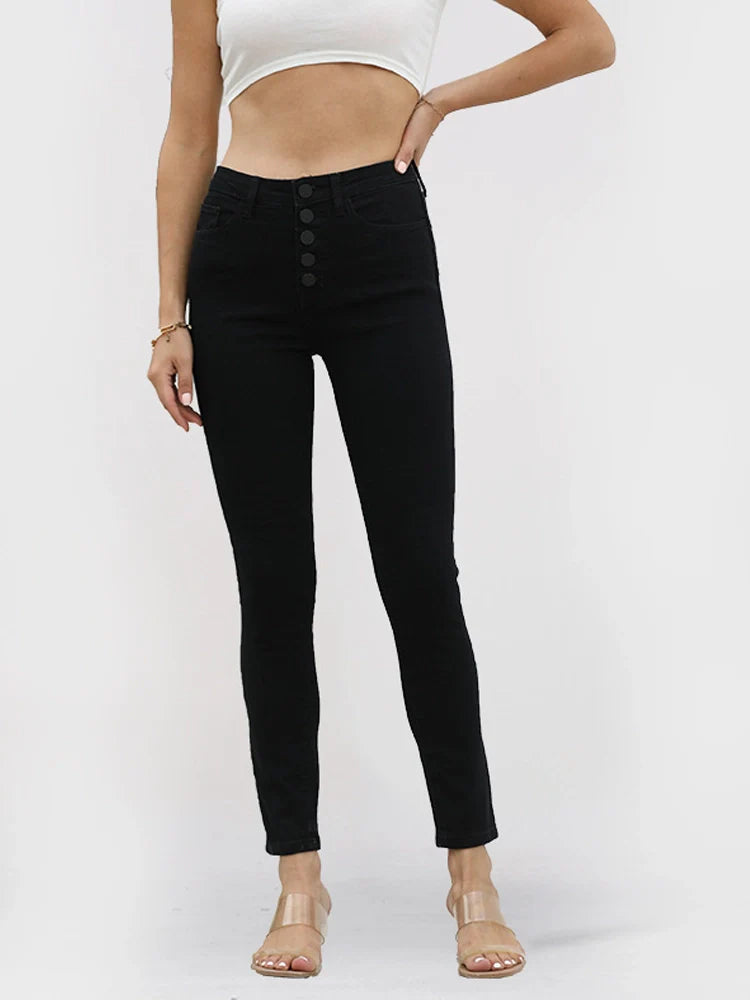 Jean skinny taille haute stretch effet push-up
