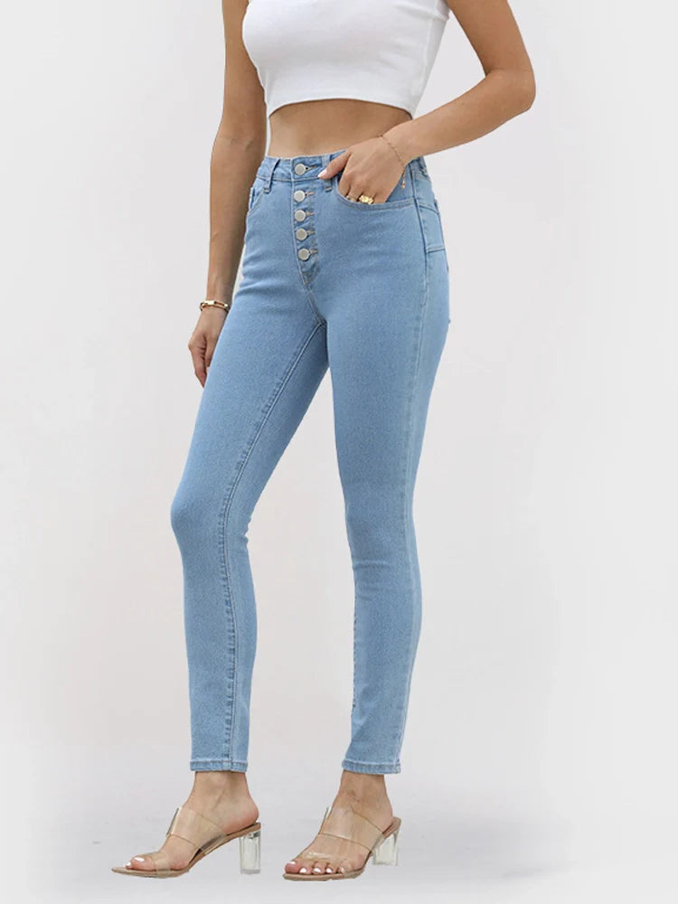 Jean skinny taille haute stretch effet push-up