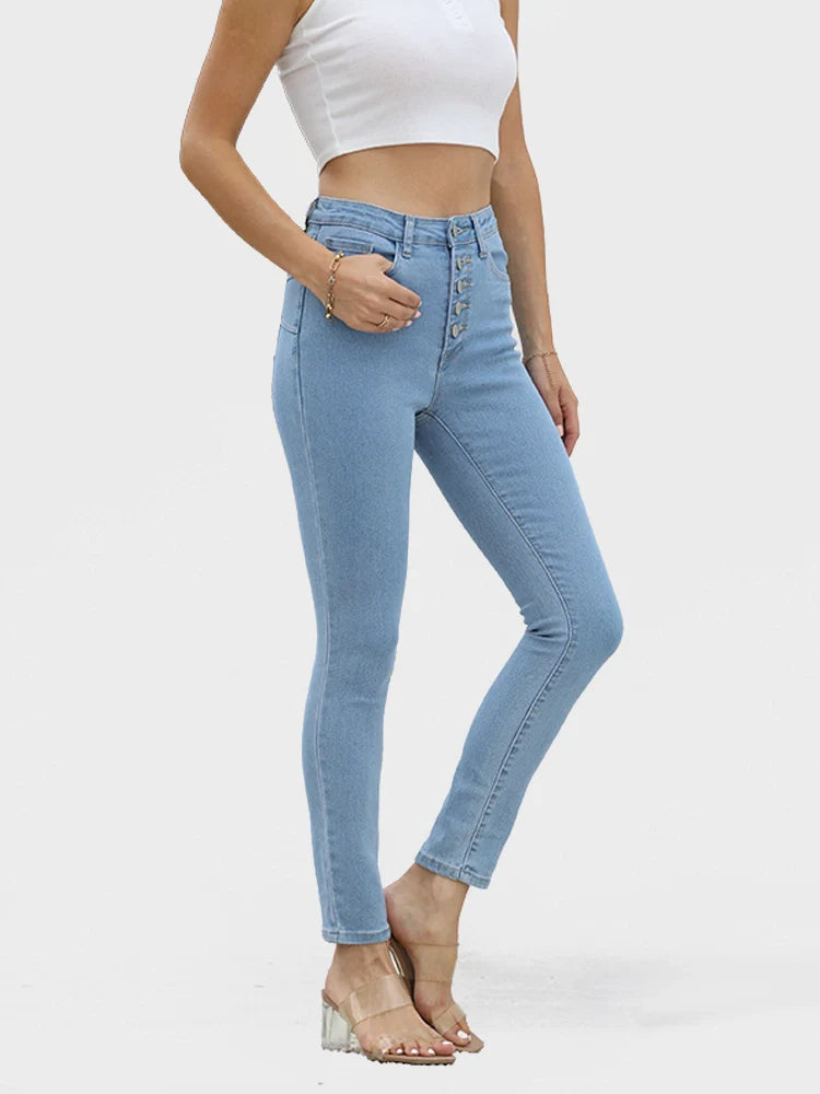 Jean skinny taille haute stretch effet push-up