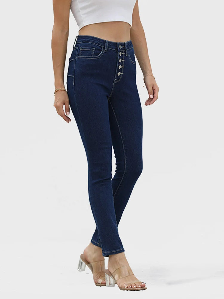 Jean skinny taille haute stretch effet push-up