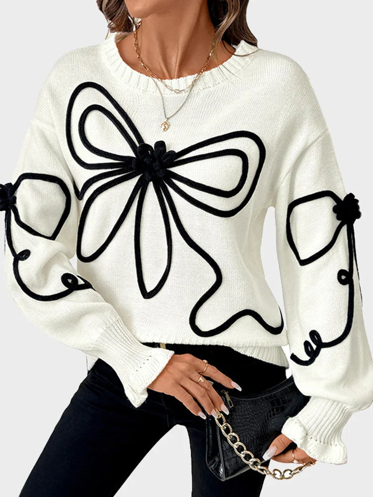 Pull en maille à nœud femme