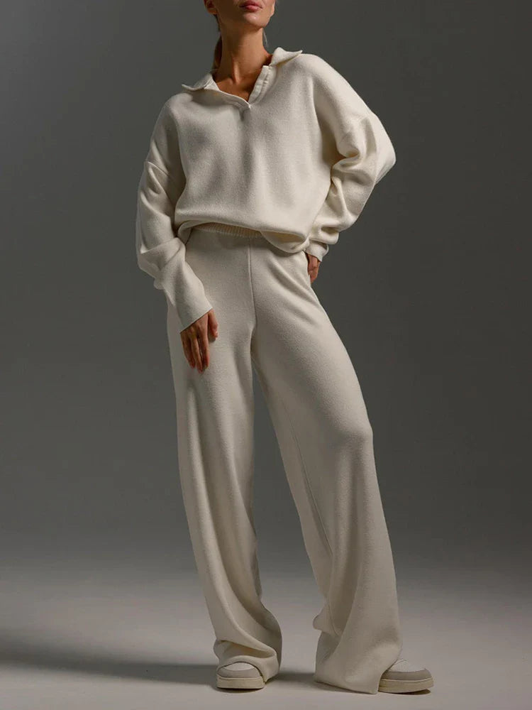 Ensemble 2 pièces en maille : pull et pantalon large