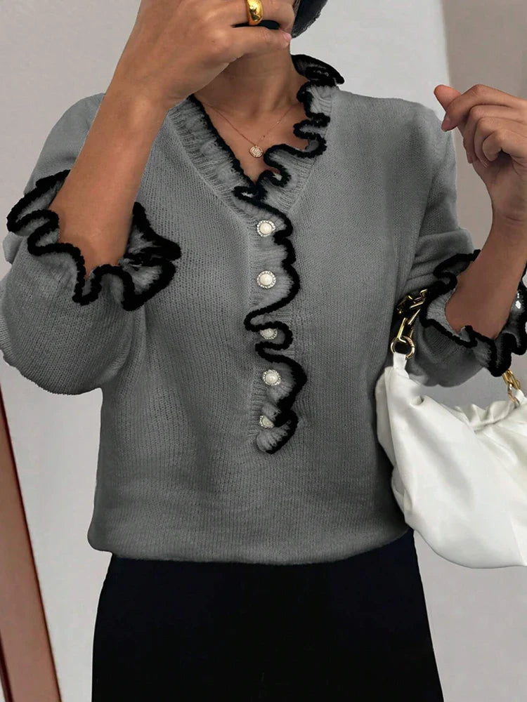 Top en dentelle à manches longues