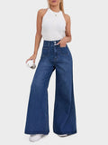 Jean flare taille haute jambe large femme