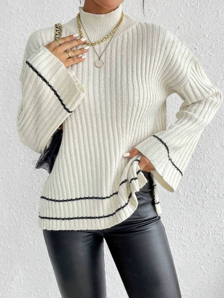 Pull en maille colorblock décontracté