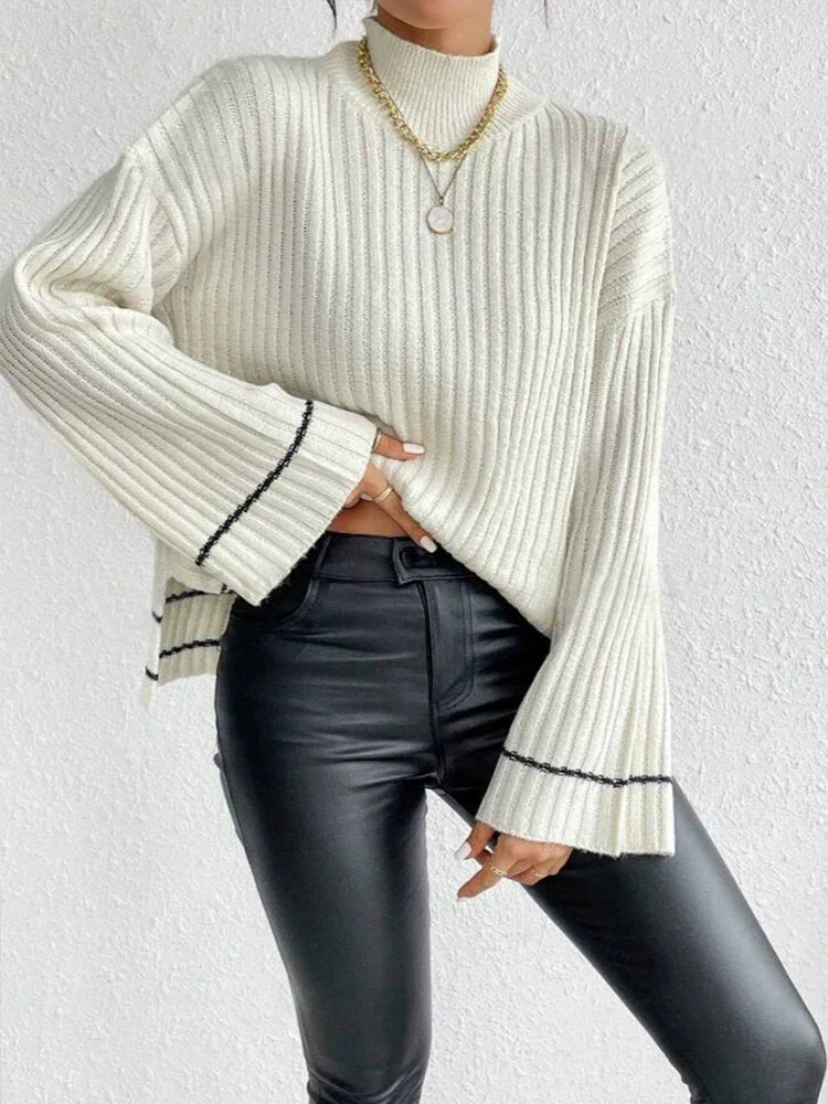 Pull en maille colorblock décontracté