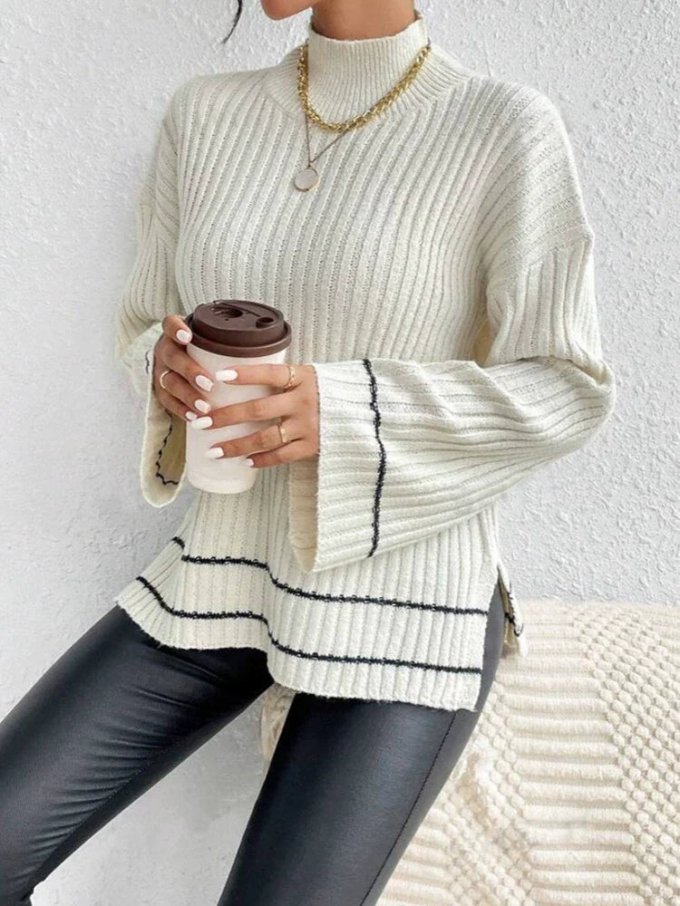 Pull en maille colorblock décontracté
