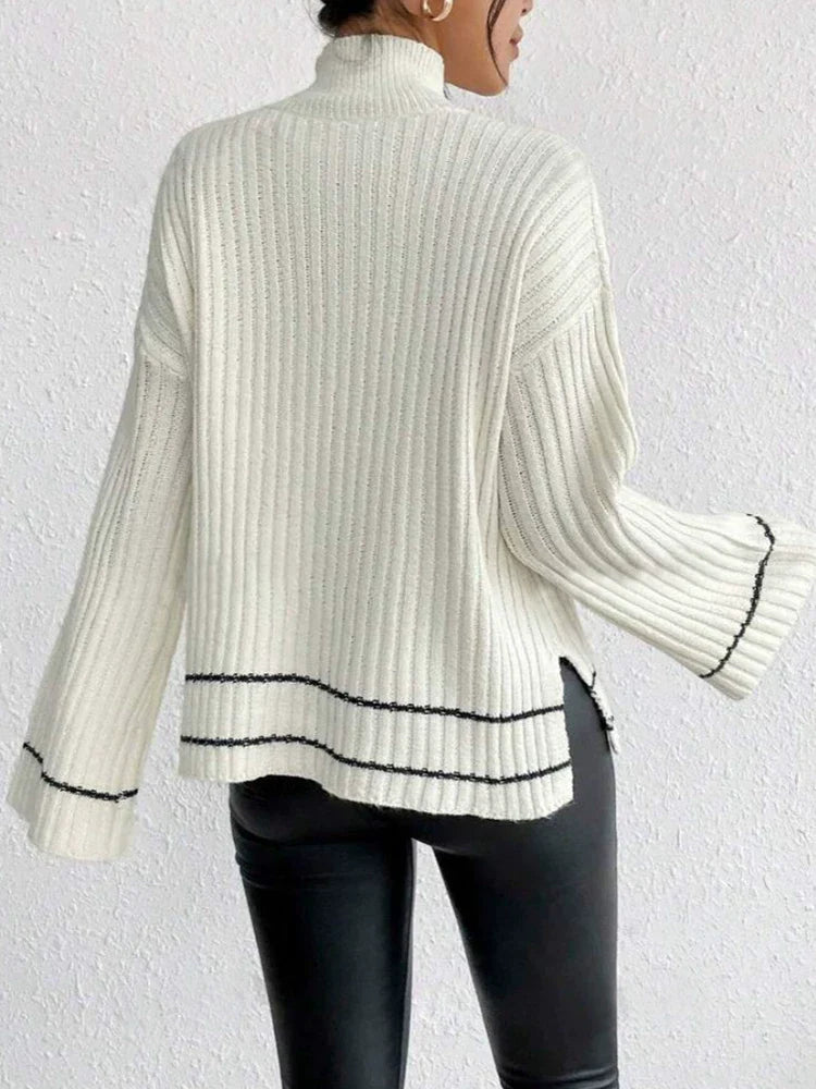 Pull en maille colorblock décontracté