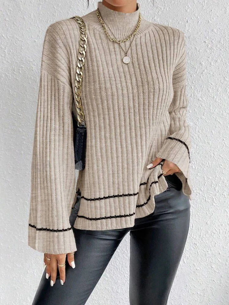 Pull en maille colorblock décontracté